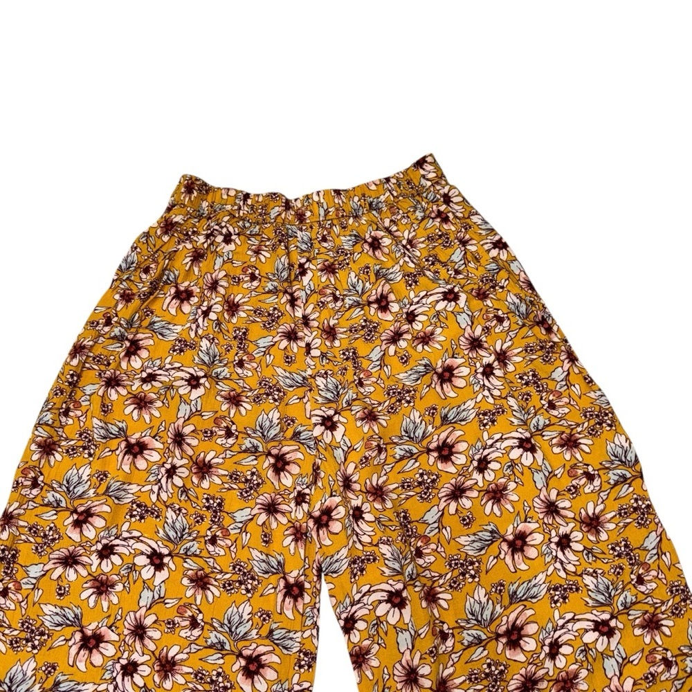 American Eagle Women's M Medium Wide Leg Capri Pants Gaucho Pants Floral Elastic - Picture 6 of 6